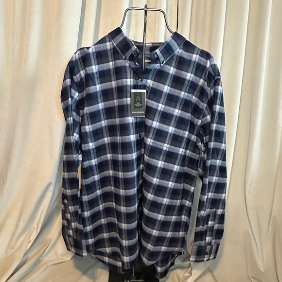 🙌🤟💟💚💖HP Van Heusen Navy and White Plaid Men’s Shirt - Picture 4 of 11